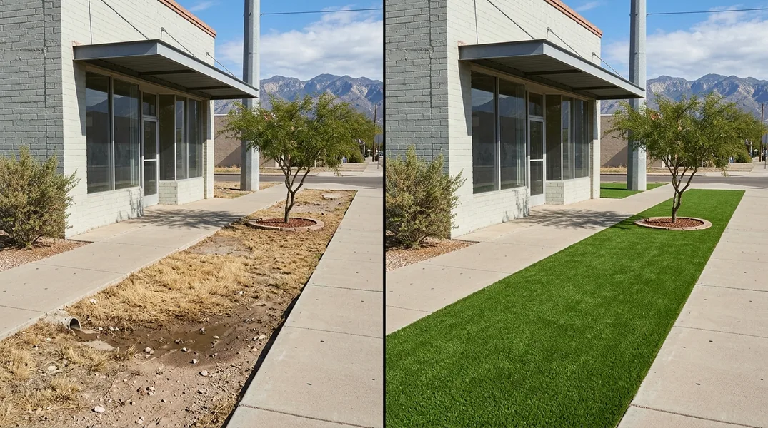 Result artificial grass installation in Tucson - Tucson Turf Installation
